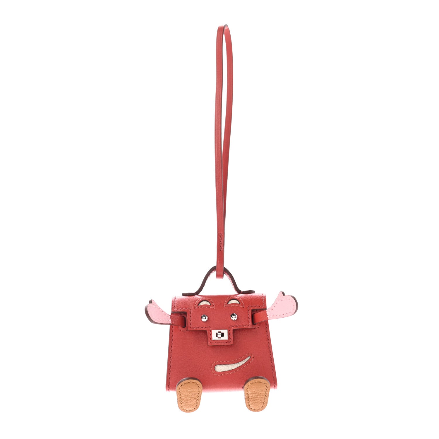 Hermes Tadelakt Chevre Mysore Kelly Quelle Idole Bag Charm Rose Sakura Sanguine Nata Sesame 1 of 6