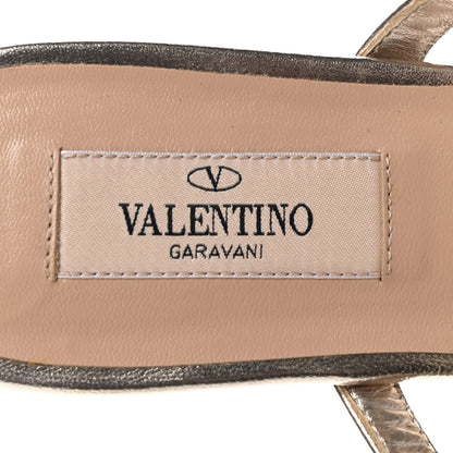 Valentino Garavani Metallic Nappa Rockstud Caged Flat Slide Sandals 35 Skin 7 of 8