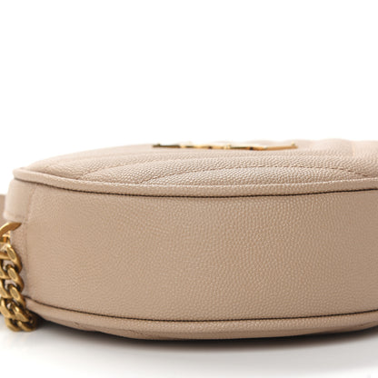 Saint Laurent Grain De Poudre Matelasse Chevron Quilted Round Vinyle Camera Bag Gold Sand 8 of 9