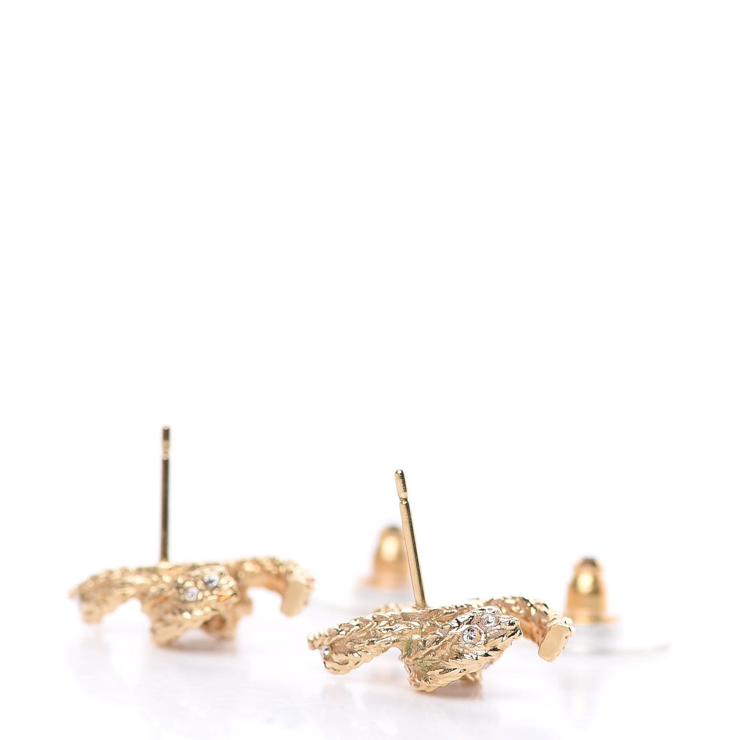 Crystal Textured CC Earrings Gold