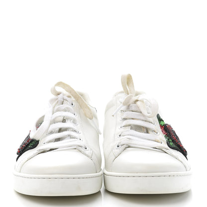 Gucci Calfskin Web Crystal Womens Mouth Ace Sneakers 38 White 2 of 9