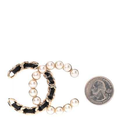 Chanel Lambskin Pearl CC Chain Brooch Black Gold 2 of 4