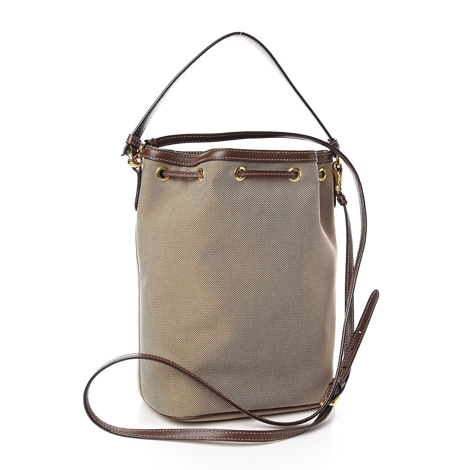 Prada Jacquard Logo Mini Bucket Crossbody Bag Corda Bruciato 3 of 13