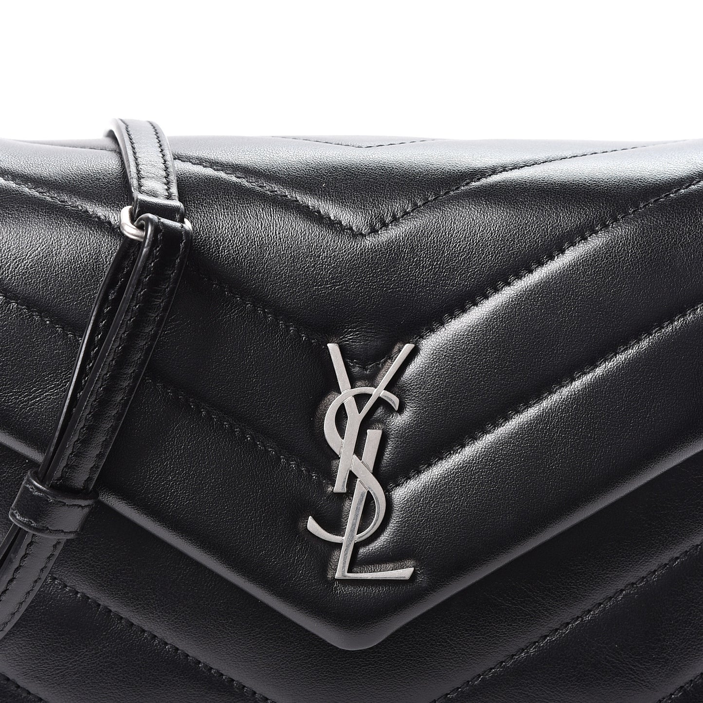 Calfskin Y Quilted Monogram Toy Loulou Crossbody Bag Black