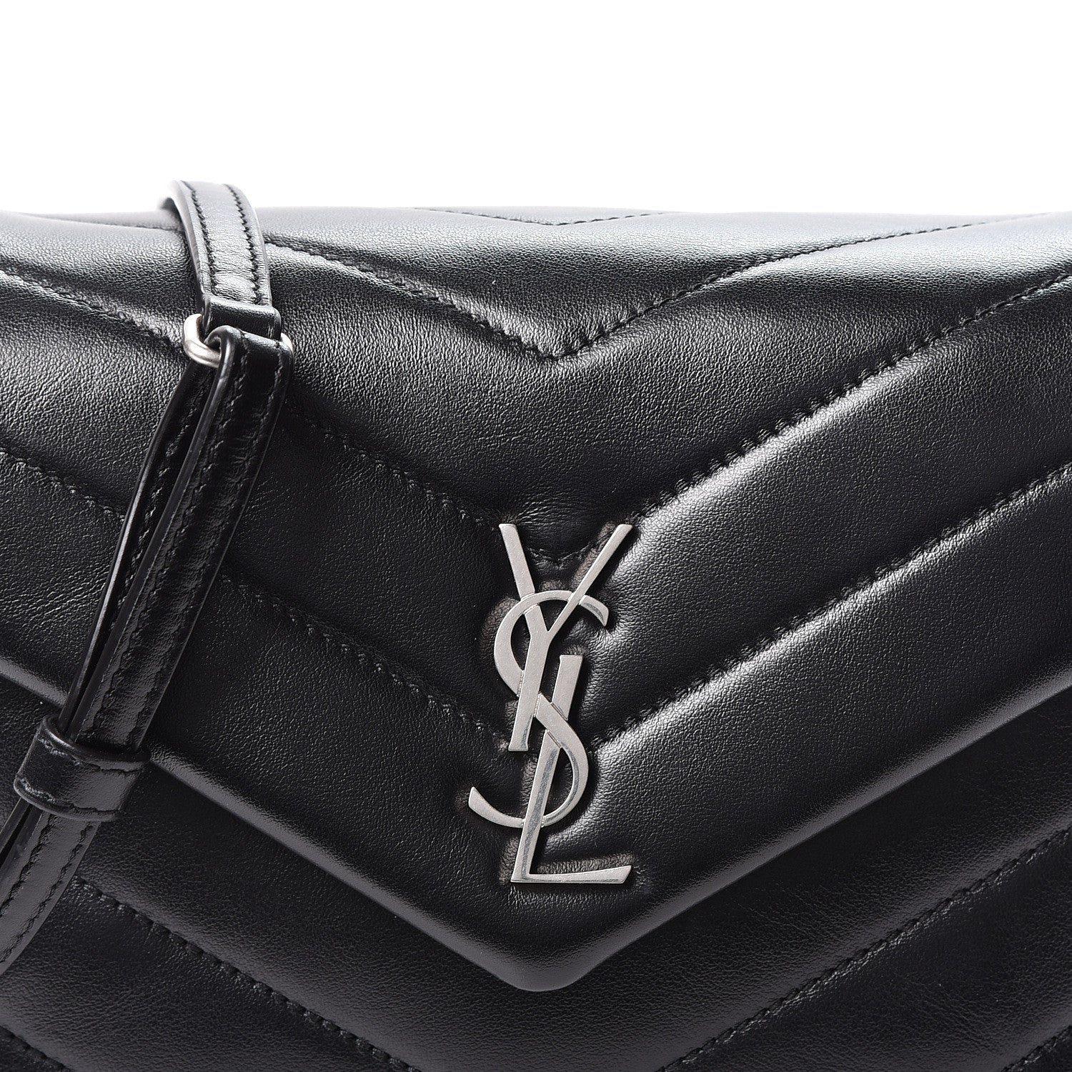 Saint Laurent Calfskin Y Quilted Monogram Toy Loulou Crossbody Bag Black 7 of 9