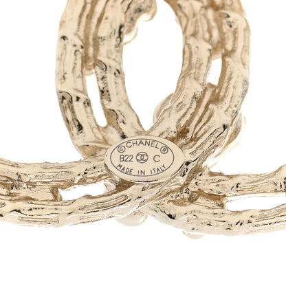 Chanel Crystal CC Camellia Earrings Gold 4 of 5
