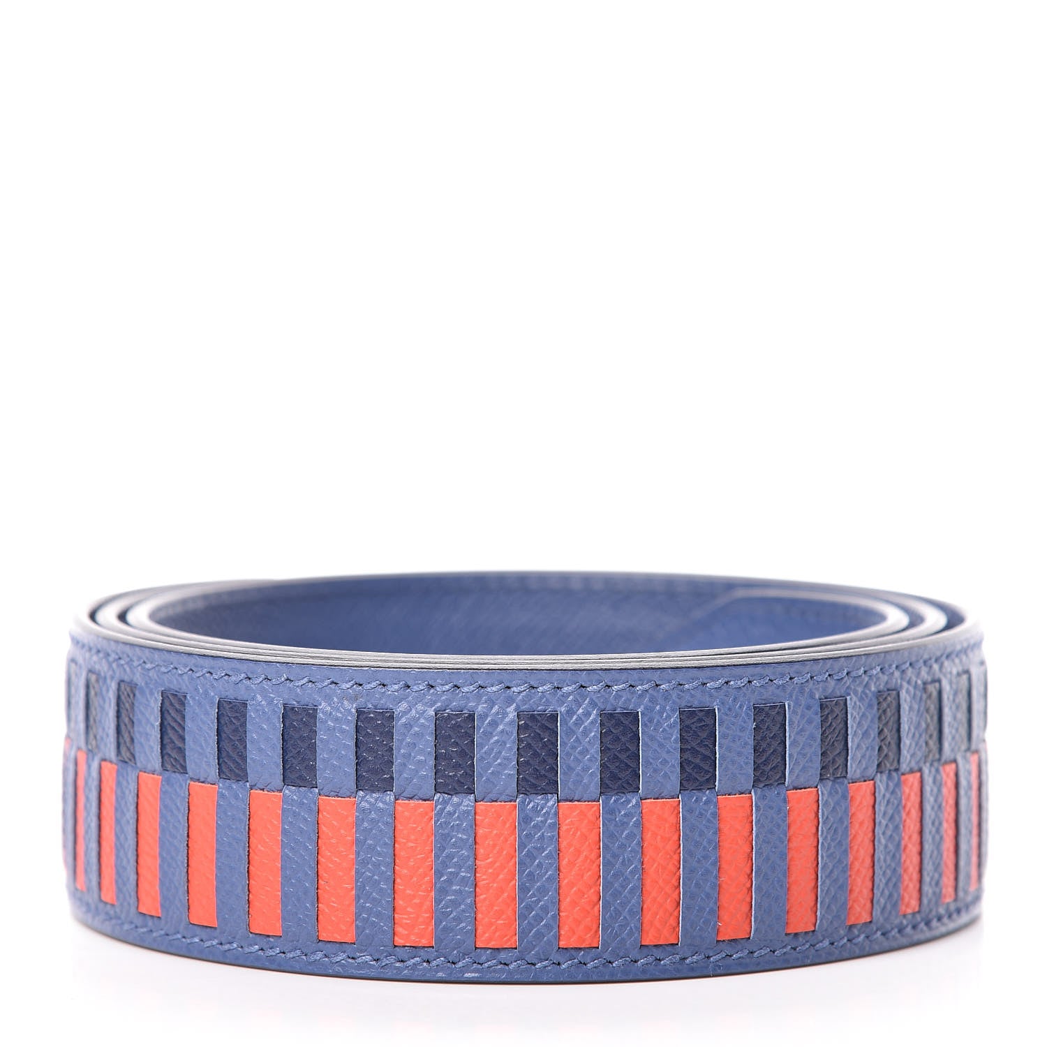 Hermes Epsom 40mm Tressage Shoulder Strap Bleu Brighton Capucine Bleu Saphir 2 of 6
