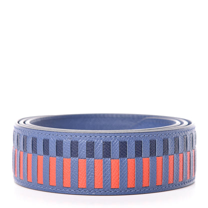 Hermes Epsom 40mm Tressage Shoulder Strap Bleu Brighton Capucine Bleu Saphir 2 of 6