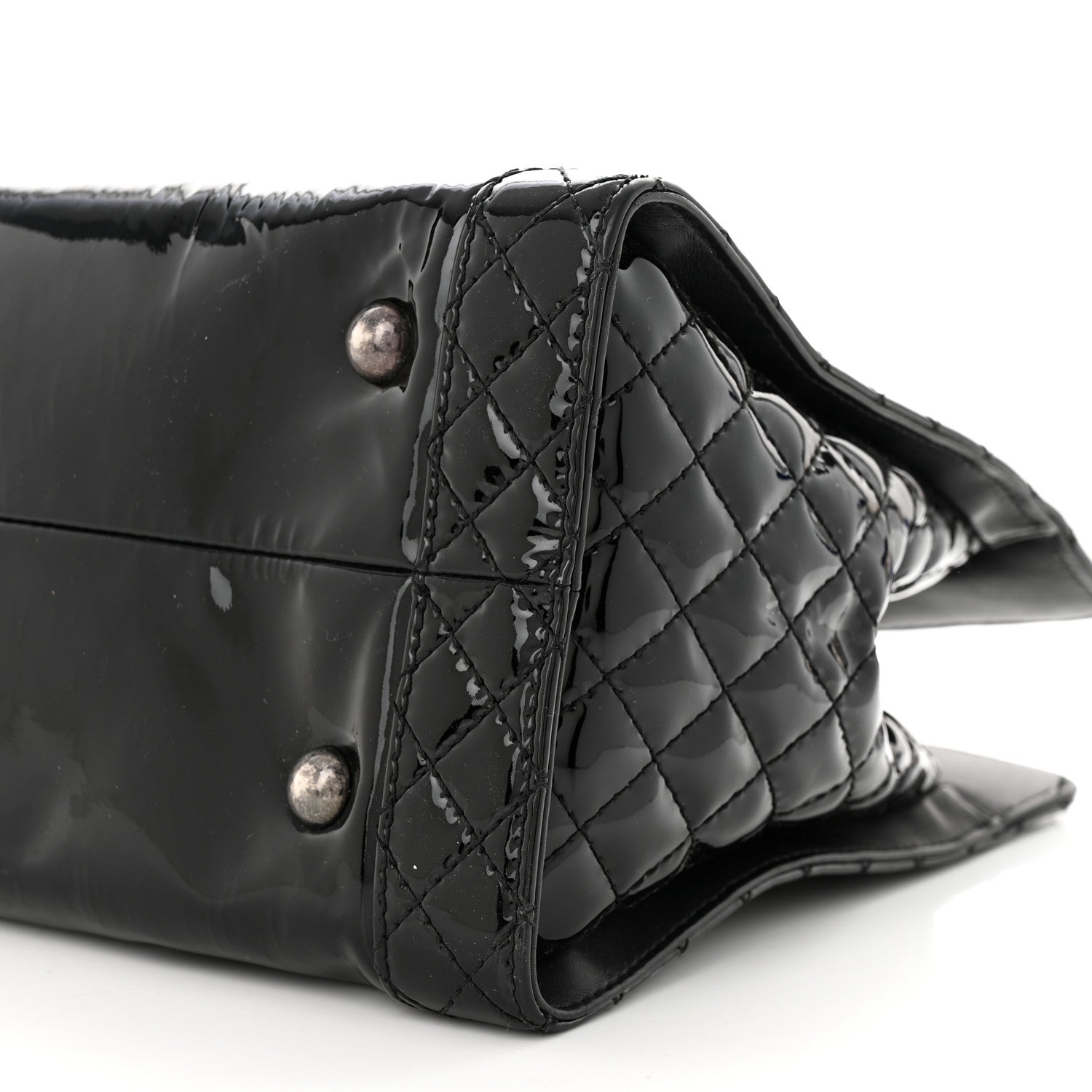 Chanel Patent Quilted Reverso Boy Tote Black 10 of 11