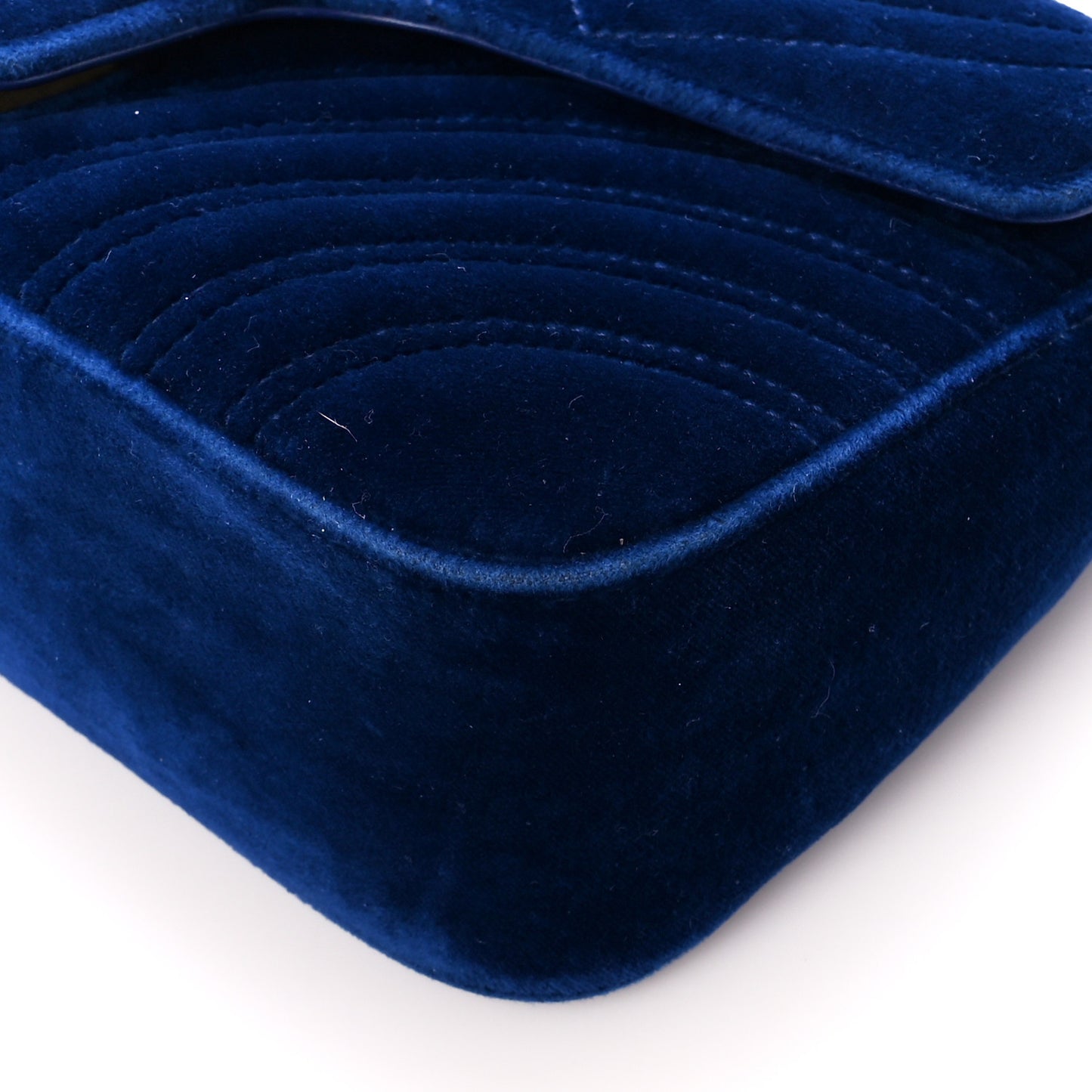 Velvet Matelasse Medium GG Marmont Shoulder Bag Cobalt Blue