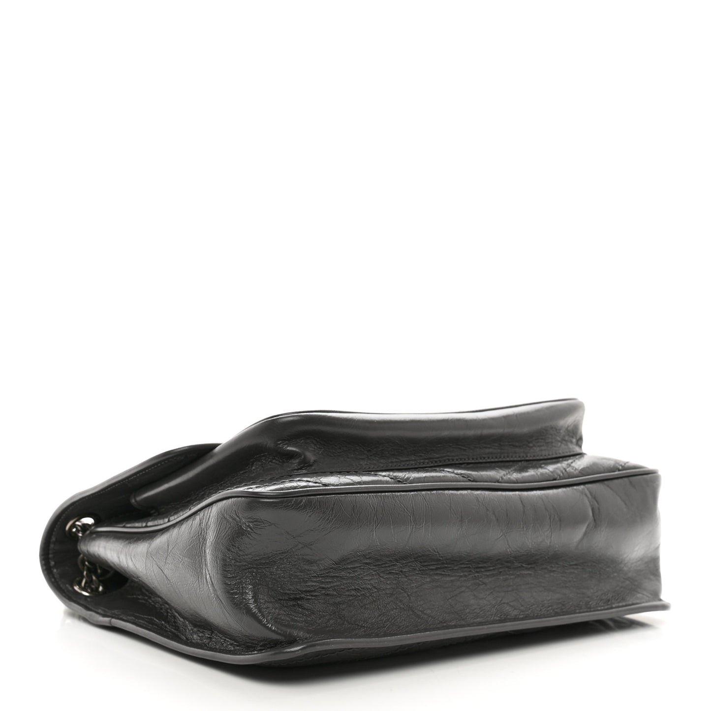 Crinkled Calfskin Matelasse Monogram Large Niki Chain Satchel Fog
