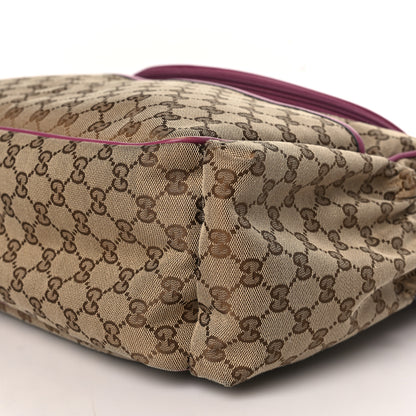Gucci Monogram Margaux Calfskin Large Diaper Bag Beige Ebony Peonia Flower 10 of 10