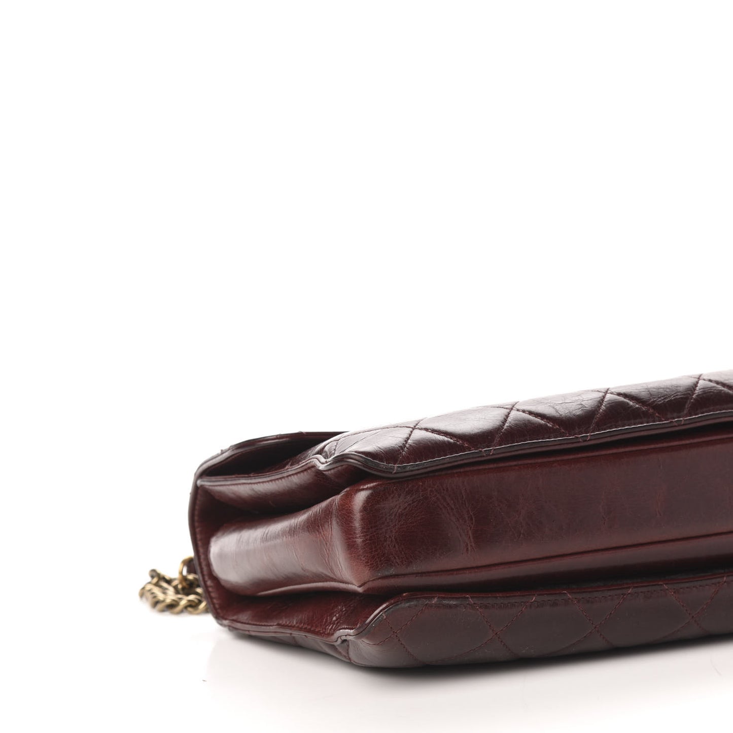 Calfskin Quilted Large Perfect Edge Flap Burgundy