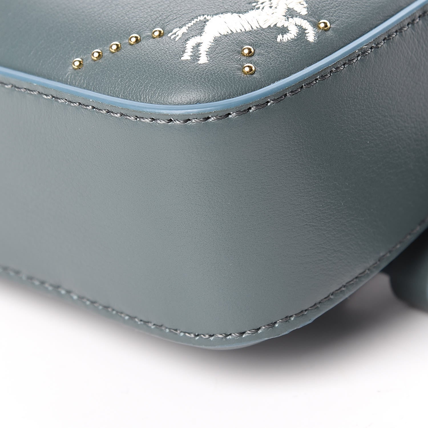 Chloe Smooth Calfskin Little Horses Embroidered Signature Belt Bag Cloudy Blue 9 of 10