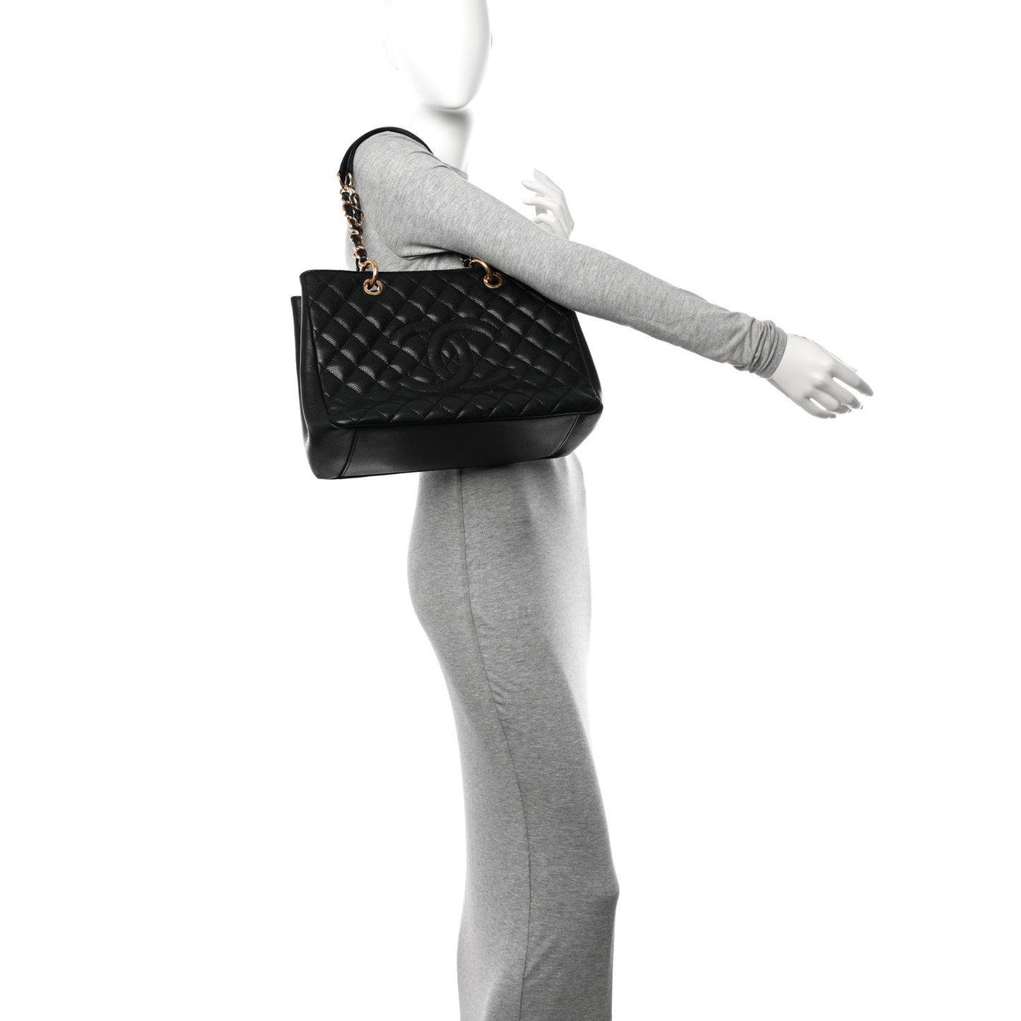 Caviar Quilted Grand Shopping Tote GST Black