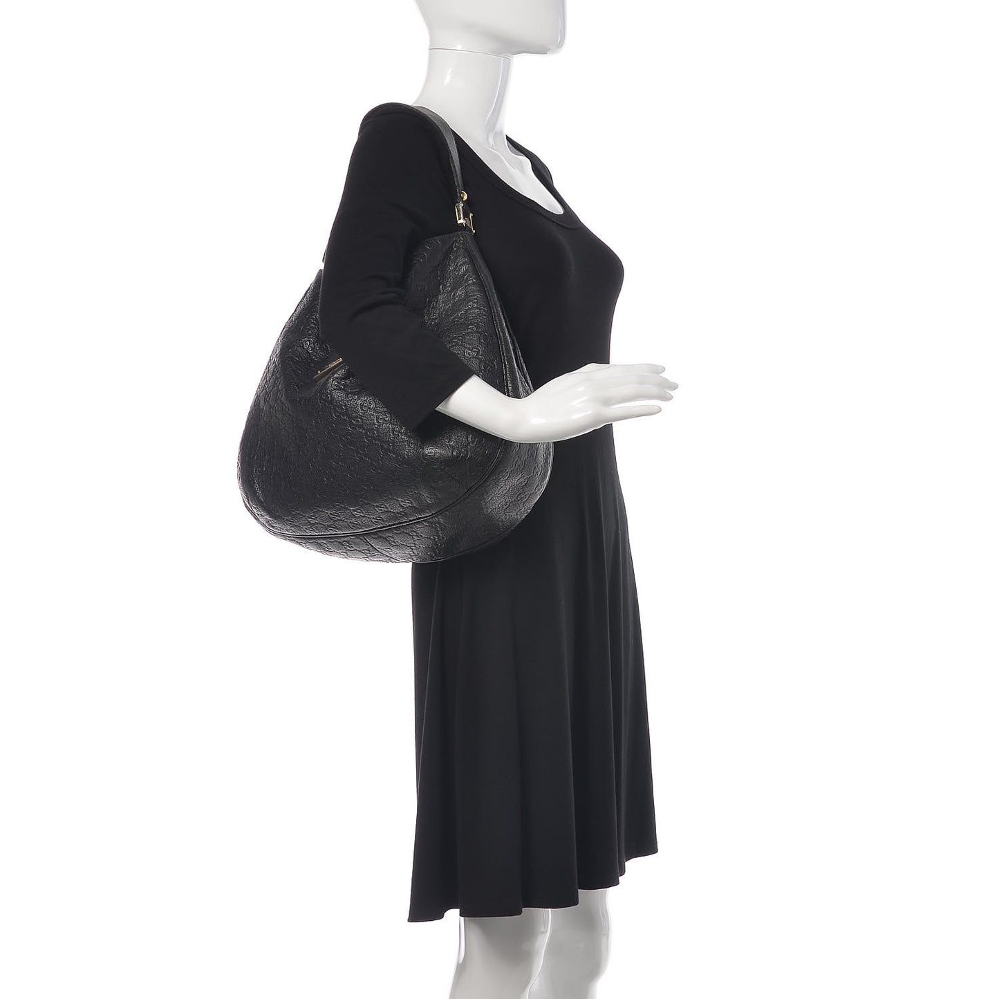 Guccissima Large New Ladies Web Hobo Black