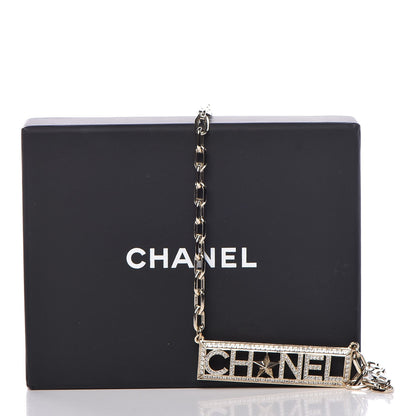 Chanel Crystal Chain Short Logo Necklace Gold 6 of 6