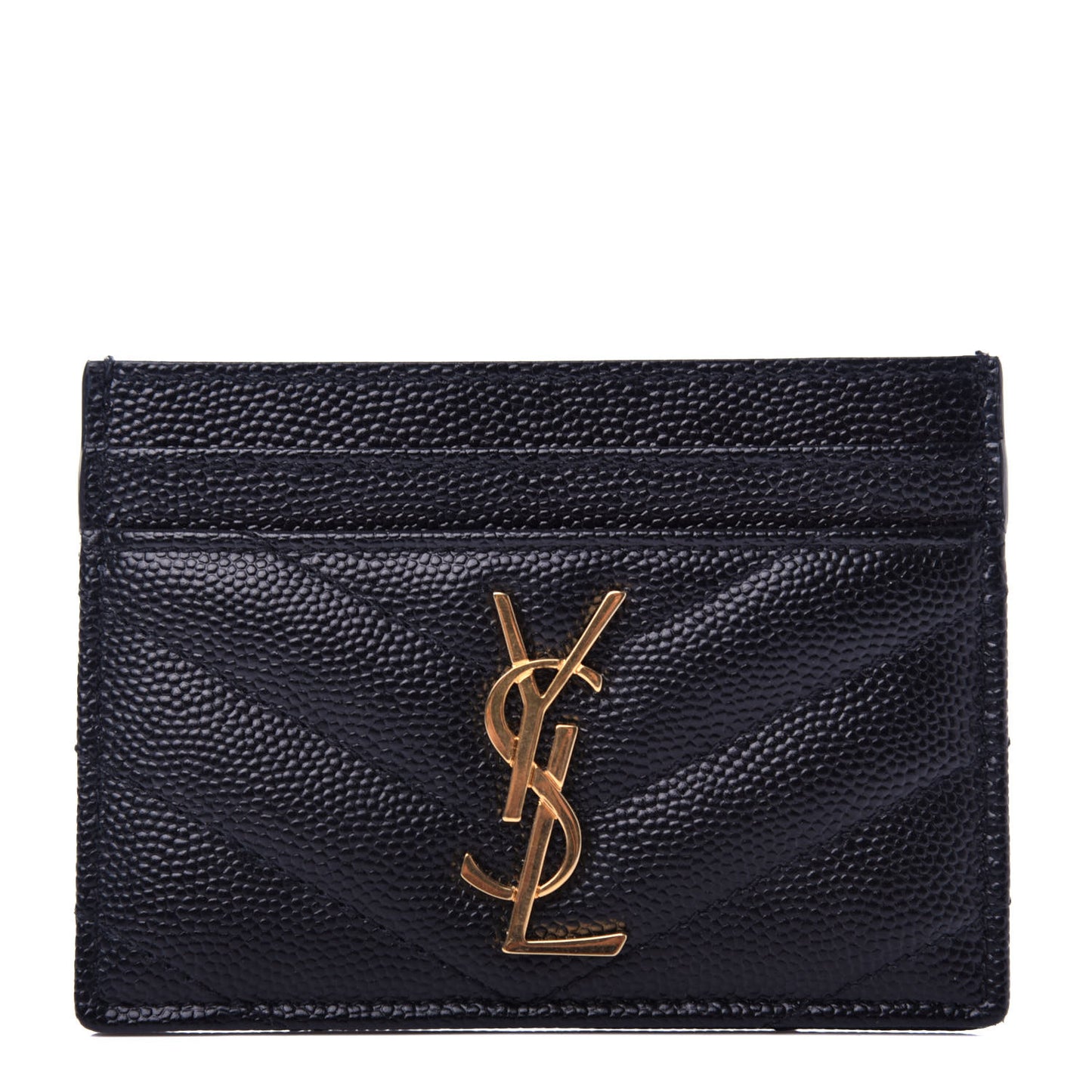 Grain De Poudre Matelasse Chevron Monogram Credit Card Case Black