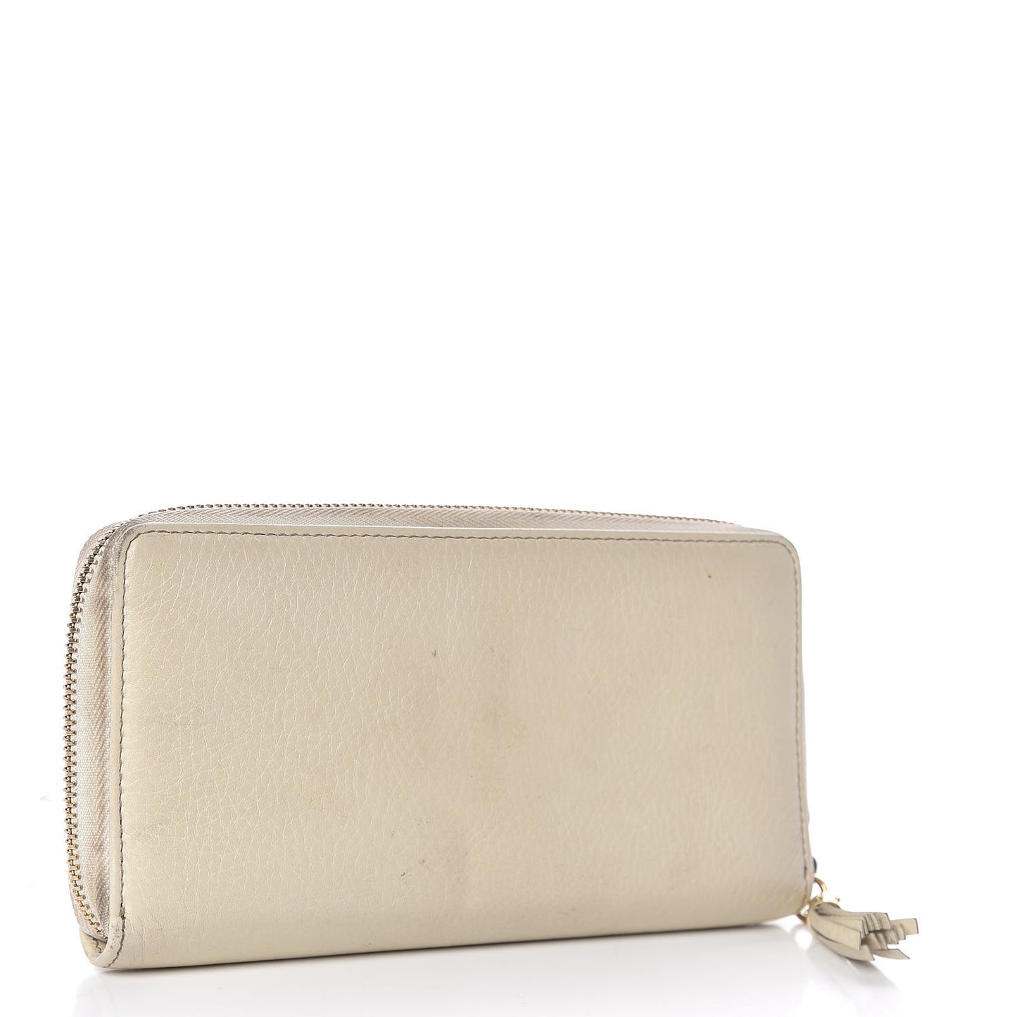 Pebbled Calfskin Soho Zip Around Wallet Off White