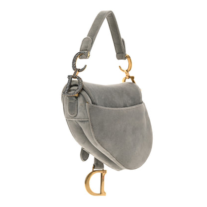 Christian Dior Velvet Crystal Mini Saddle Bag Grey 3 of 12