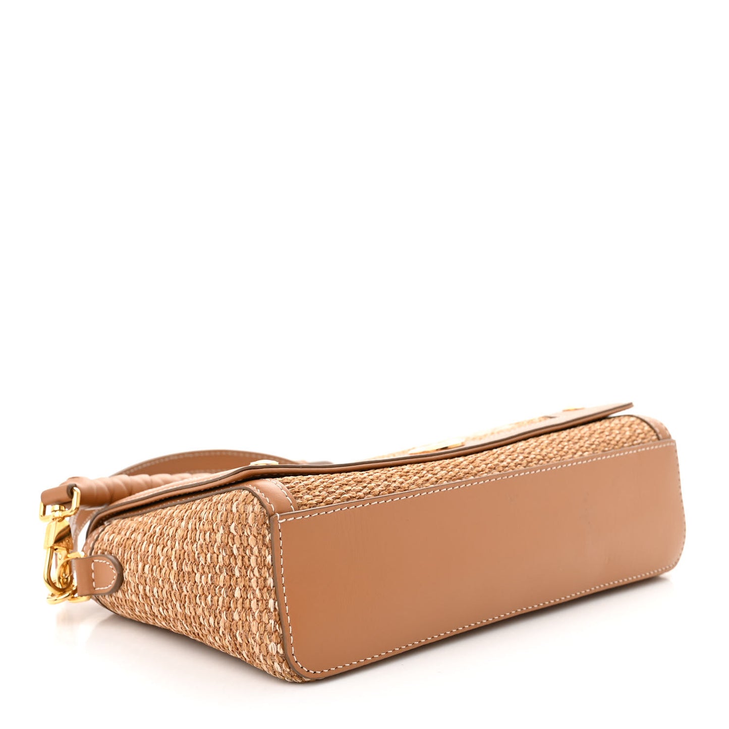 Raffia Calfskin TB Note Crossbody Bag Natural