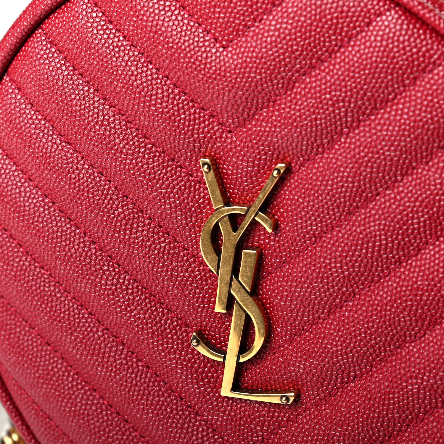 Saint Laurent Grain De Poudre Matelasse Chevron Quilted Round Vinyle Camera Bag Eros Red 5 of 6