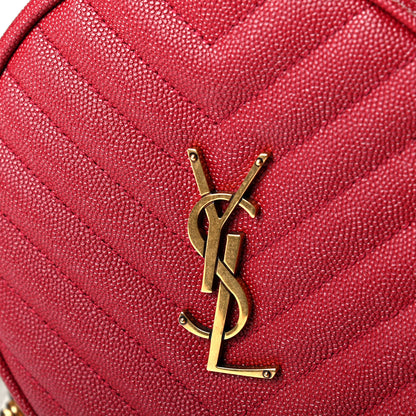 Saint Laurent Grain De Poudre Matelasse Chevron Quilted Round Vinyle Camera Bag Eros Red 5 of 6