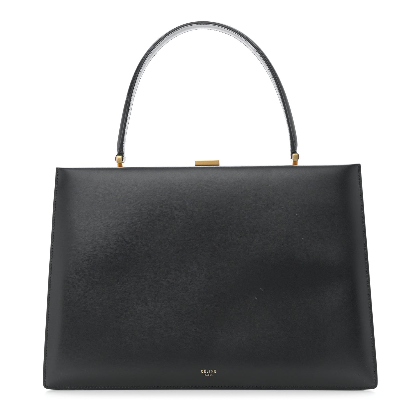 Box Calfskin Medium Clasp Bag Black