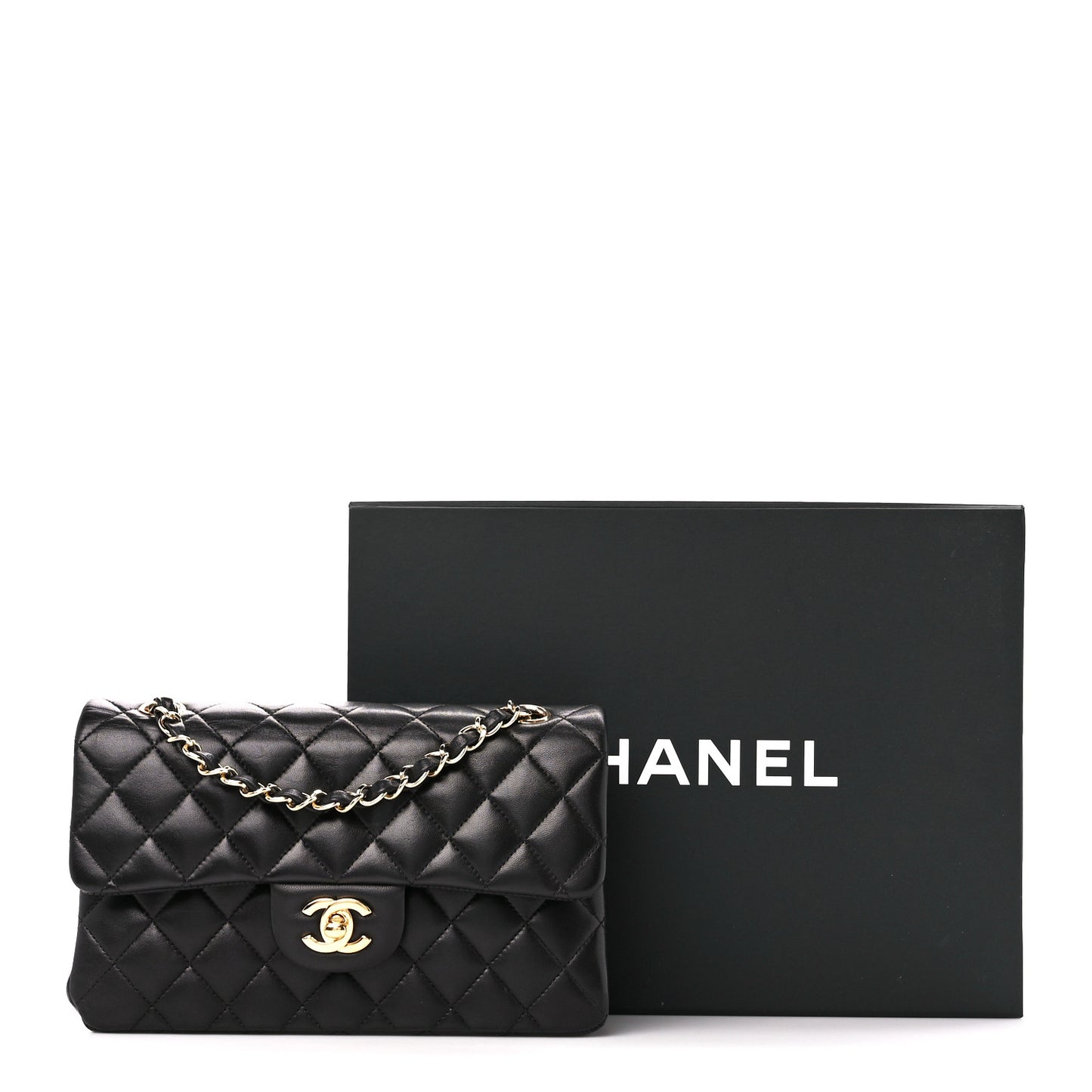 Lambskin Quilted Small Double Flap Black