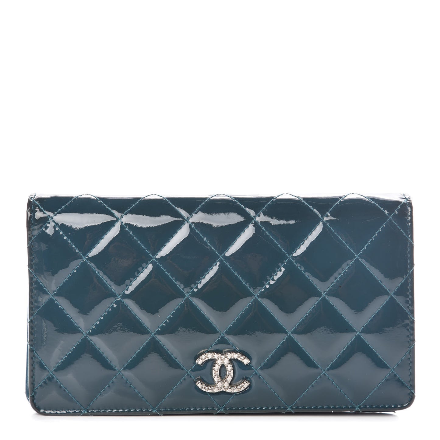 Patent Quilted Brilliant Yen Wallet Dark Blue