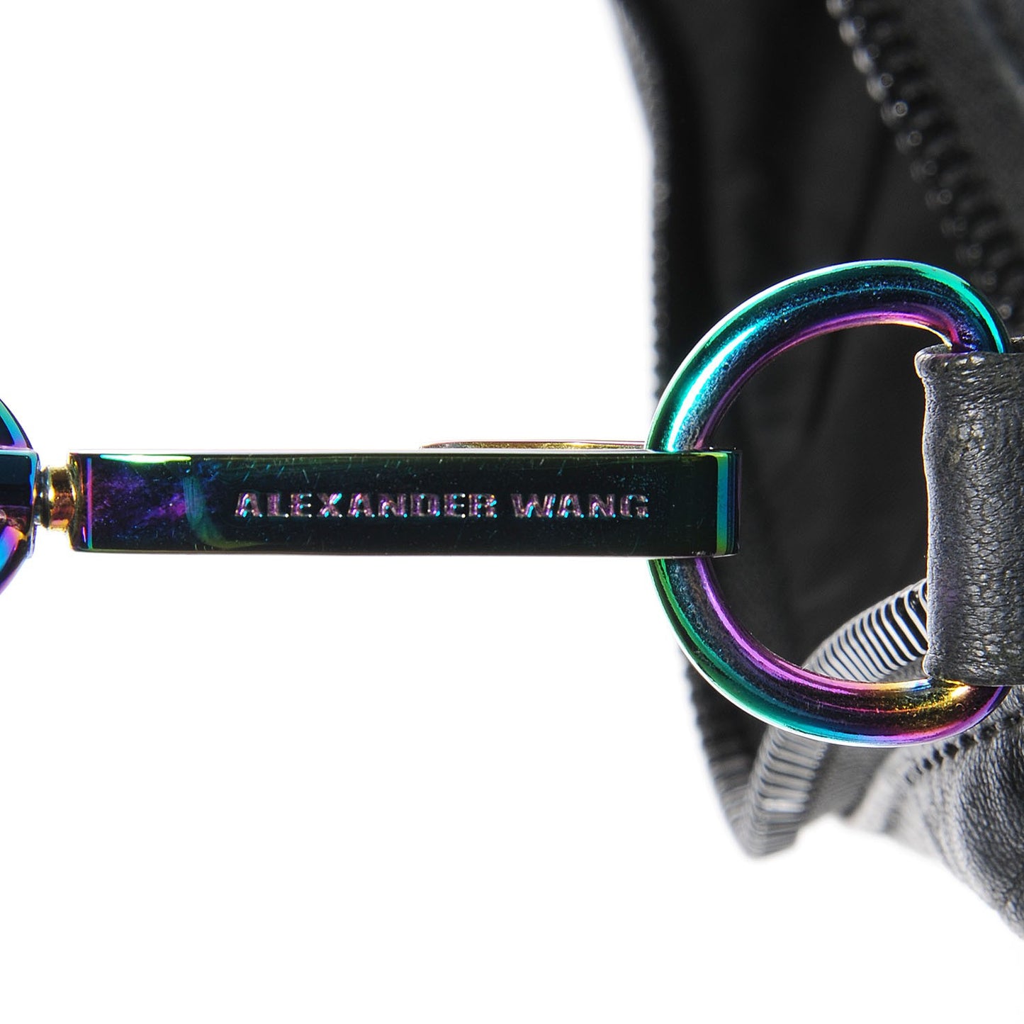 Pebbled Lambskin Rocco Matte Black Iridescent Hardware