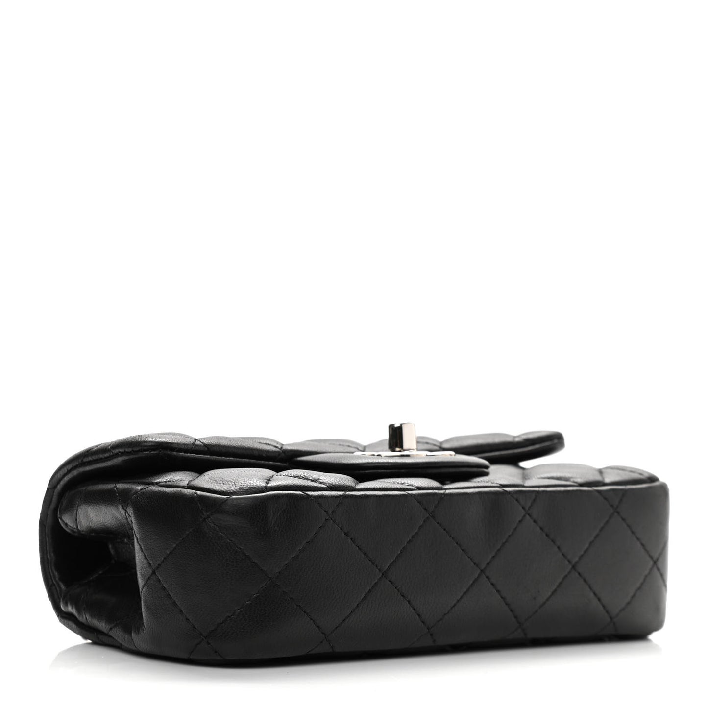 Lambskin Quilted Extra Mini Rectangular Flap Black