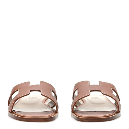 Hermes Box Calfskin Oran Sandals 35 Gold 2 of 9