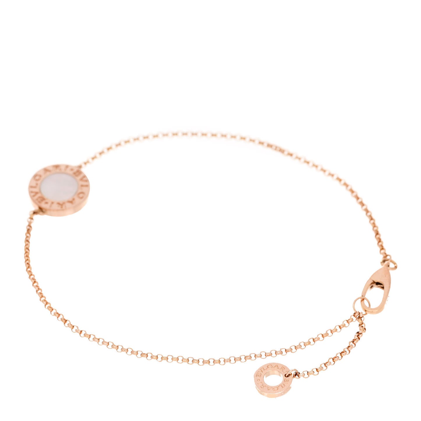 18K Rose Gold Mother of Pearl Bvlgari Bvlgari Engravable Bracelet ML