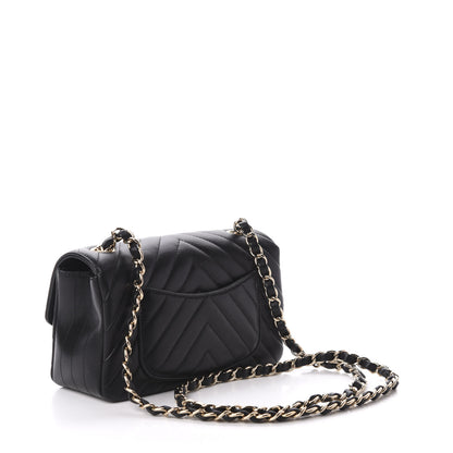 Chanel Lambskin Chevron Quilted Mini Rectangular Flap Black 3 of 10