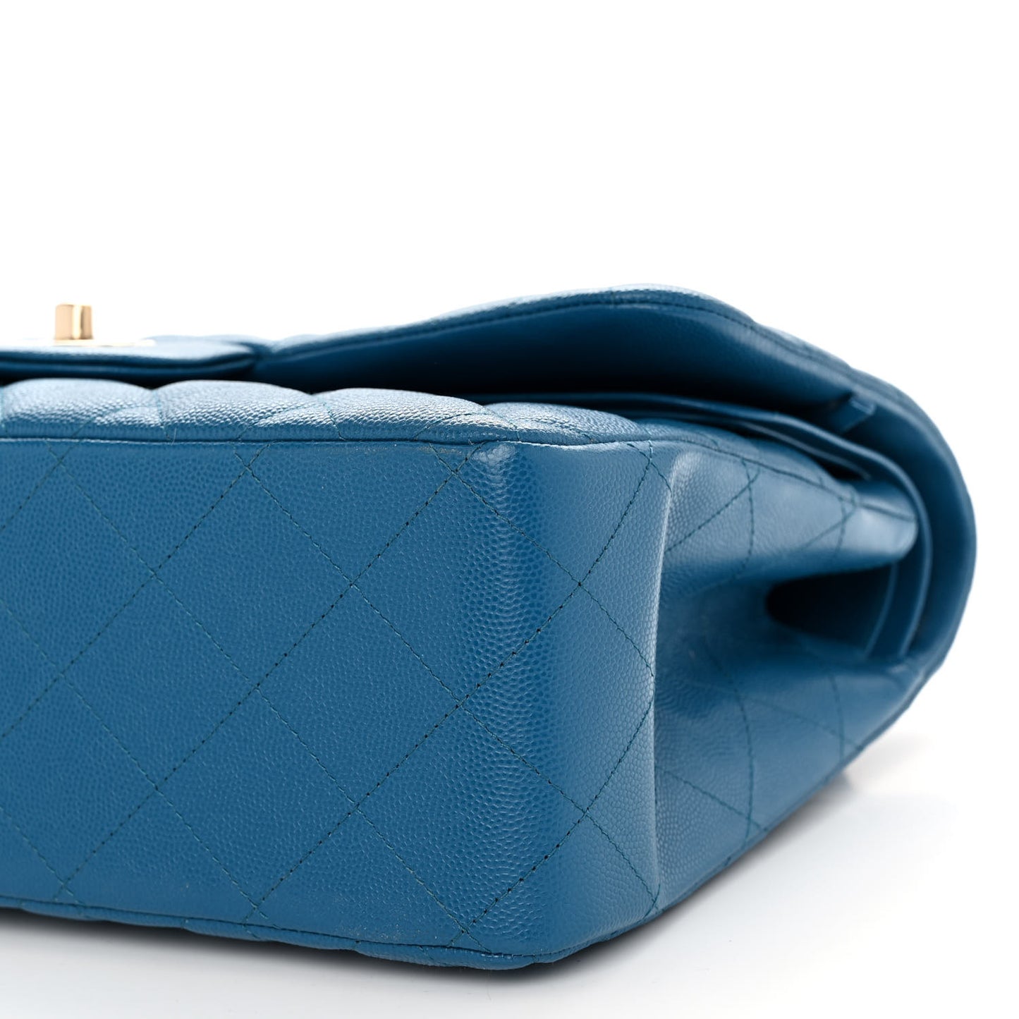 Caviar Quilted Jumbo Double Flap Blue
