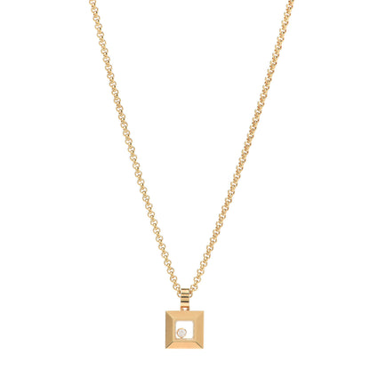 Chopard 18K Yellow Gold Diamond Happy Diamonds Square Pendant Necklace 1 of 5