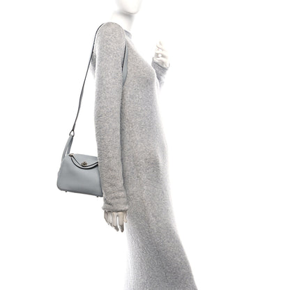 Hermes Taurillon Clemence Mini Lindy 20 Bleu Glacier 2 of 11