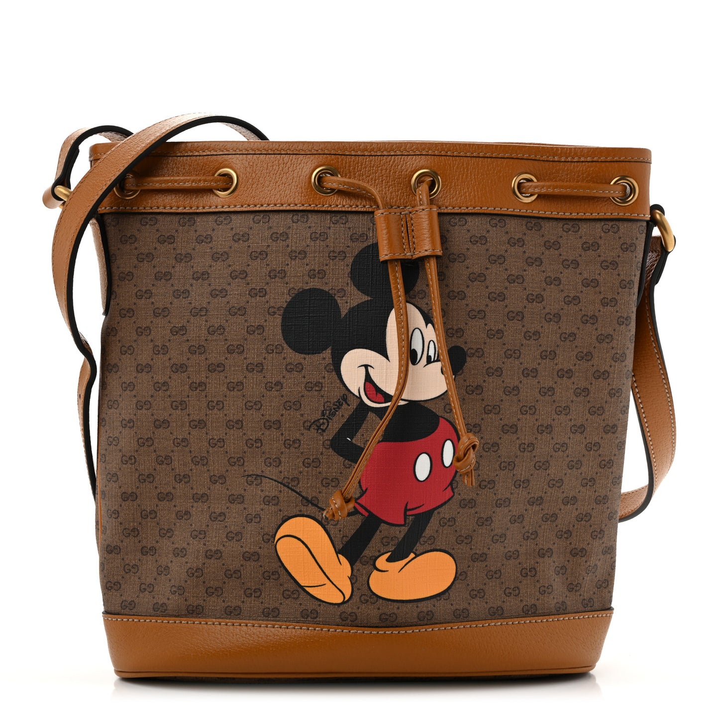 X DISNEY Mini Vintage GG Supreme Monogram Bucket Bag Beige Vintage Sun Oil