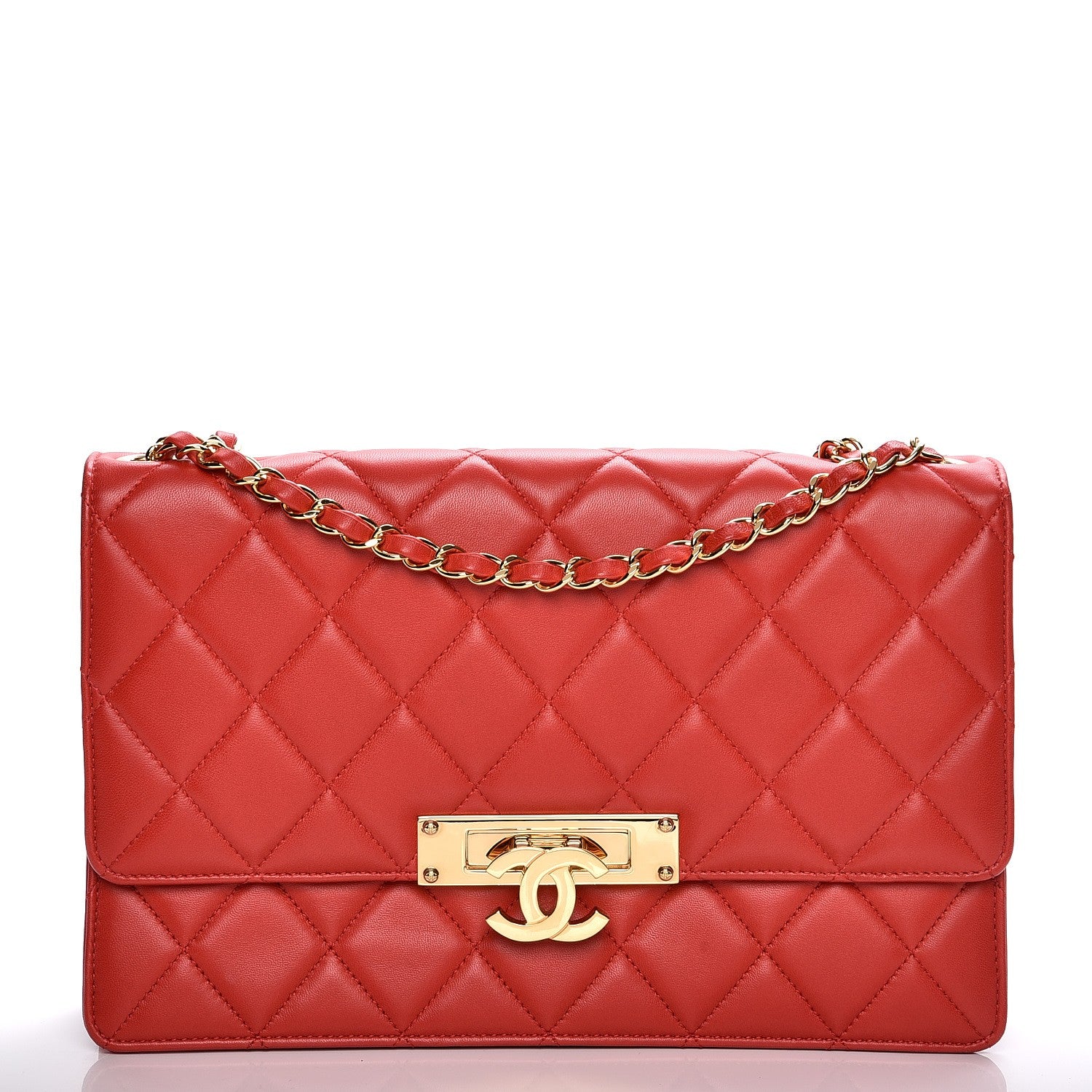 Chanel Lambskin Quilted Large Golden Class Flap Red 1 of 10