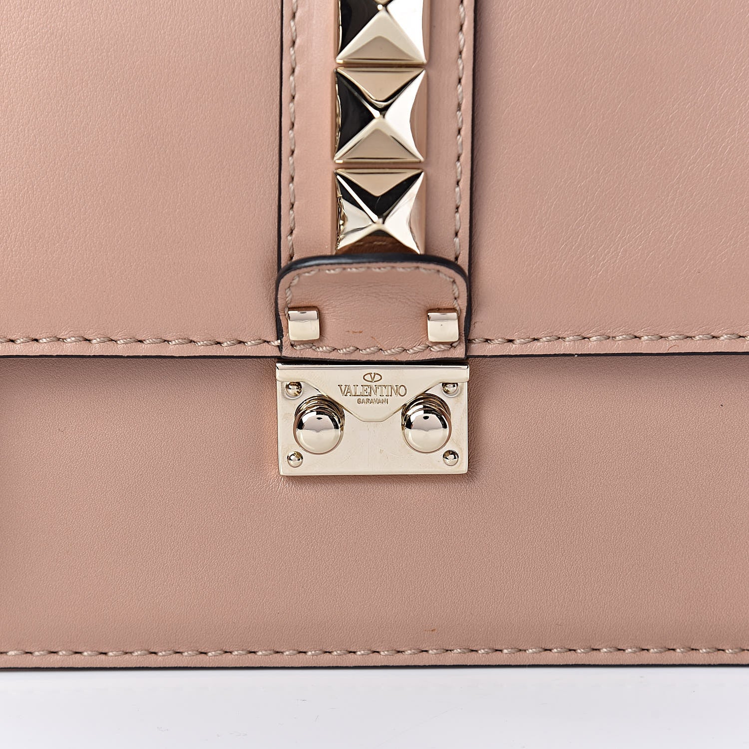 Valentino Garavani Vitello Medium Glam Lock Rockstud Flap Soft Noisette 10 of 17