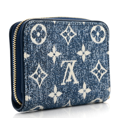 Louis Vuitton Denim Monogram Jacquard Zippy Coin Purse Bleu 3 of 9