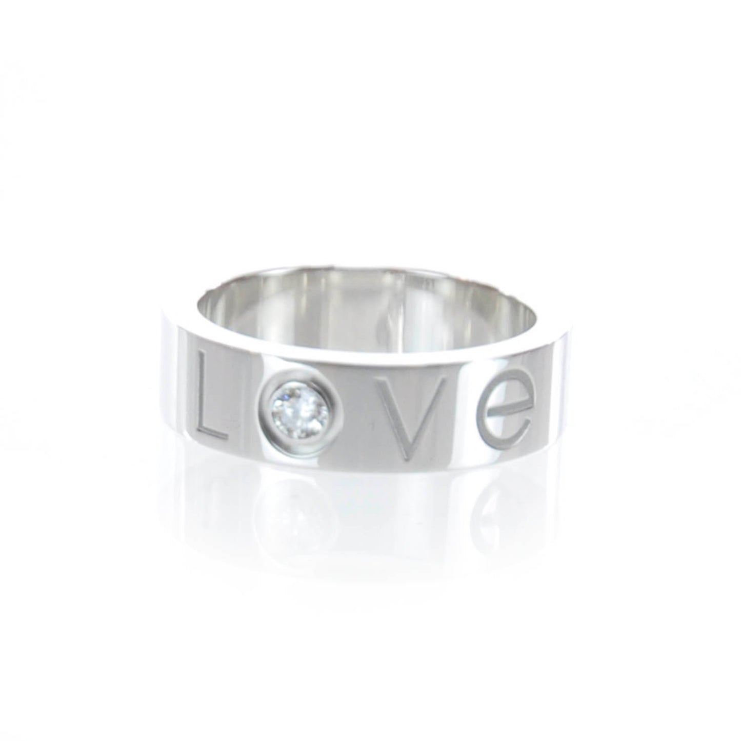18k White Gold Diamond LOVE Ring Size 53 6.5