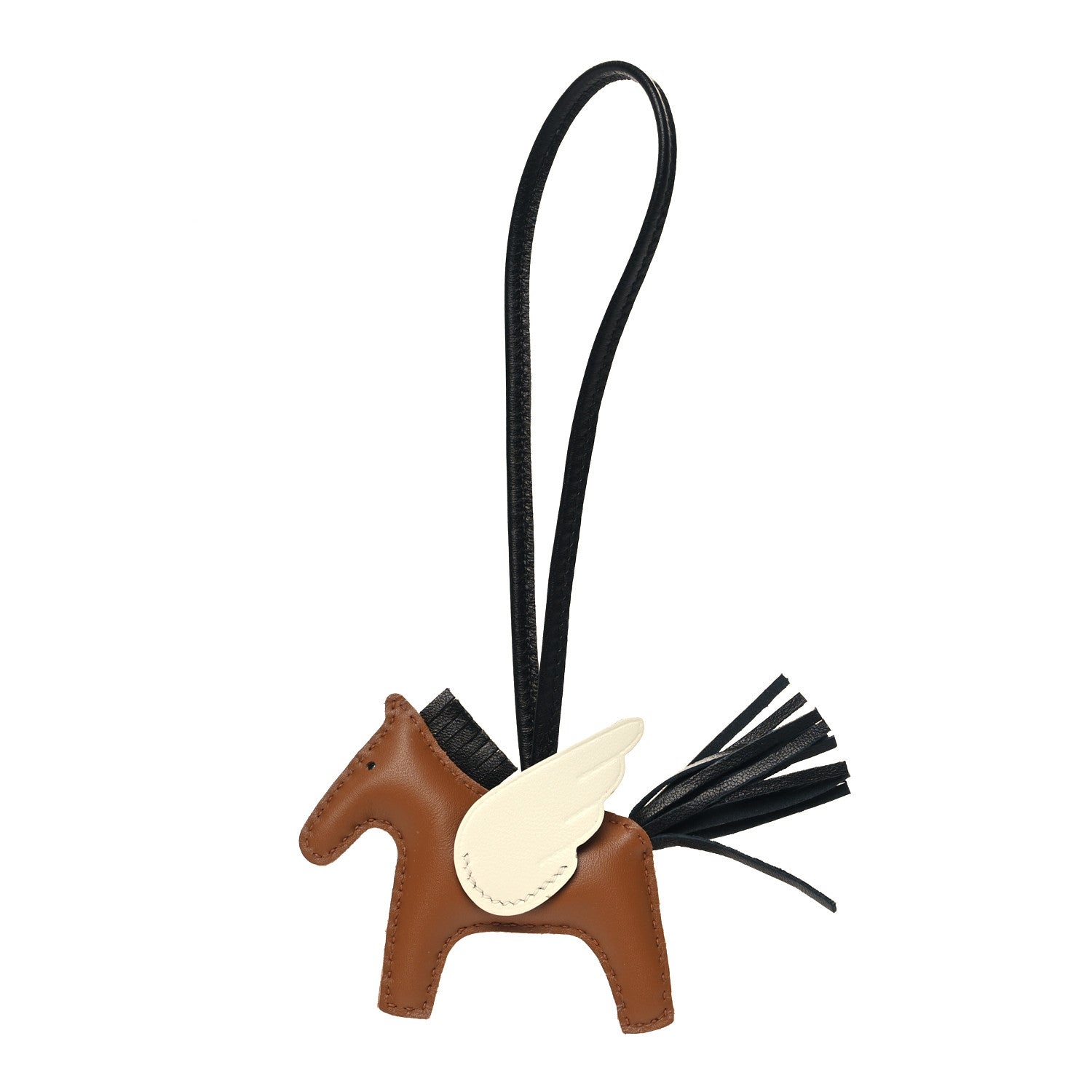 Hermes Milo Lambskin Grigri Rodeo Pegase Horse Bag Charm PM Sesame Black Nata 1 of 4