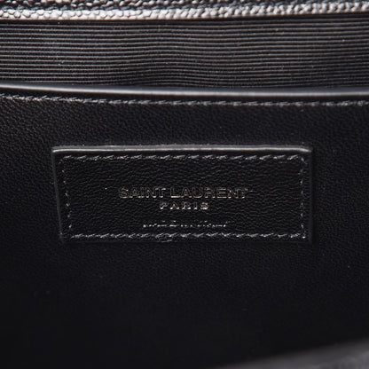 Saint Laurent Grain De Poudre Textured Mixed Matelasse Triquilt Medium Monogram Satchel Black 6 of 7