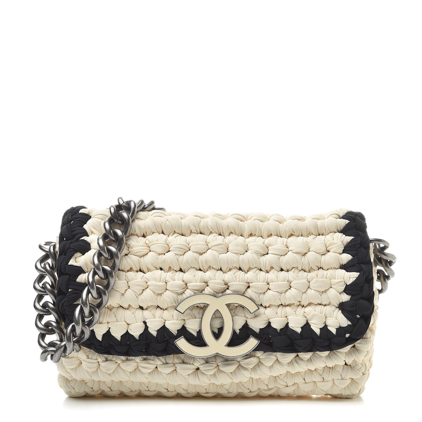 Woven Fabric Single Flap Ivory Black