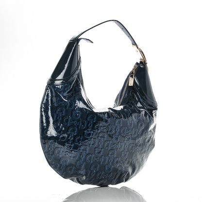 Gucci Patent Calfskin Horsebit Embossed Glam Hobo Blue 3 of 8