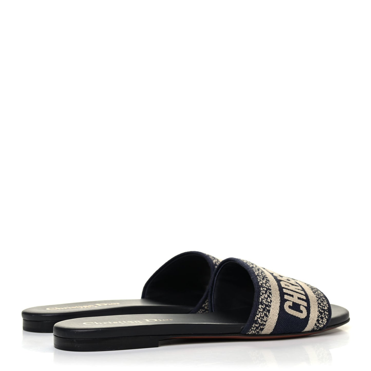 Canvas Embroidered Dway Mules Slide Sandals 36 Deep Blue