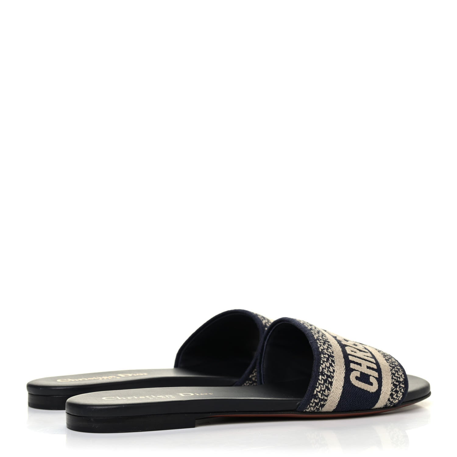 Christian Dior Canvas Embroidered Dway Mules Slide Sandals 36 Deep Blue 3 of 4
