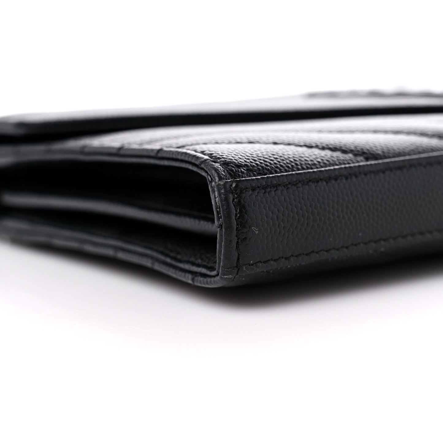Grain De Poudre Matelasse Chevron Monogram Monochrome Chain Wallet Black